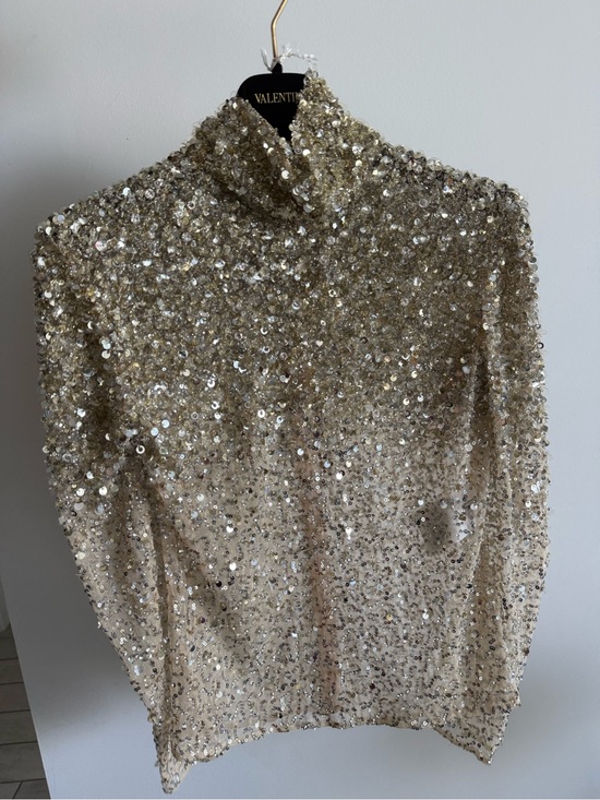 Valentino Jackets & Blazers - Valentino Champagne Sequin Turtleneck Jacket